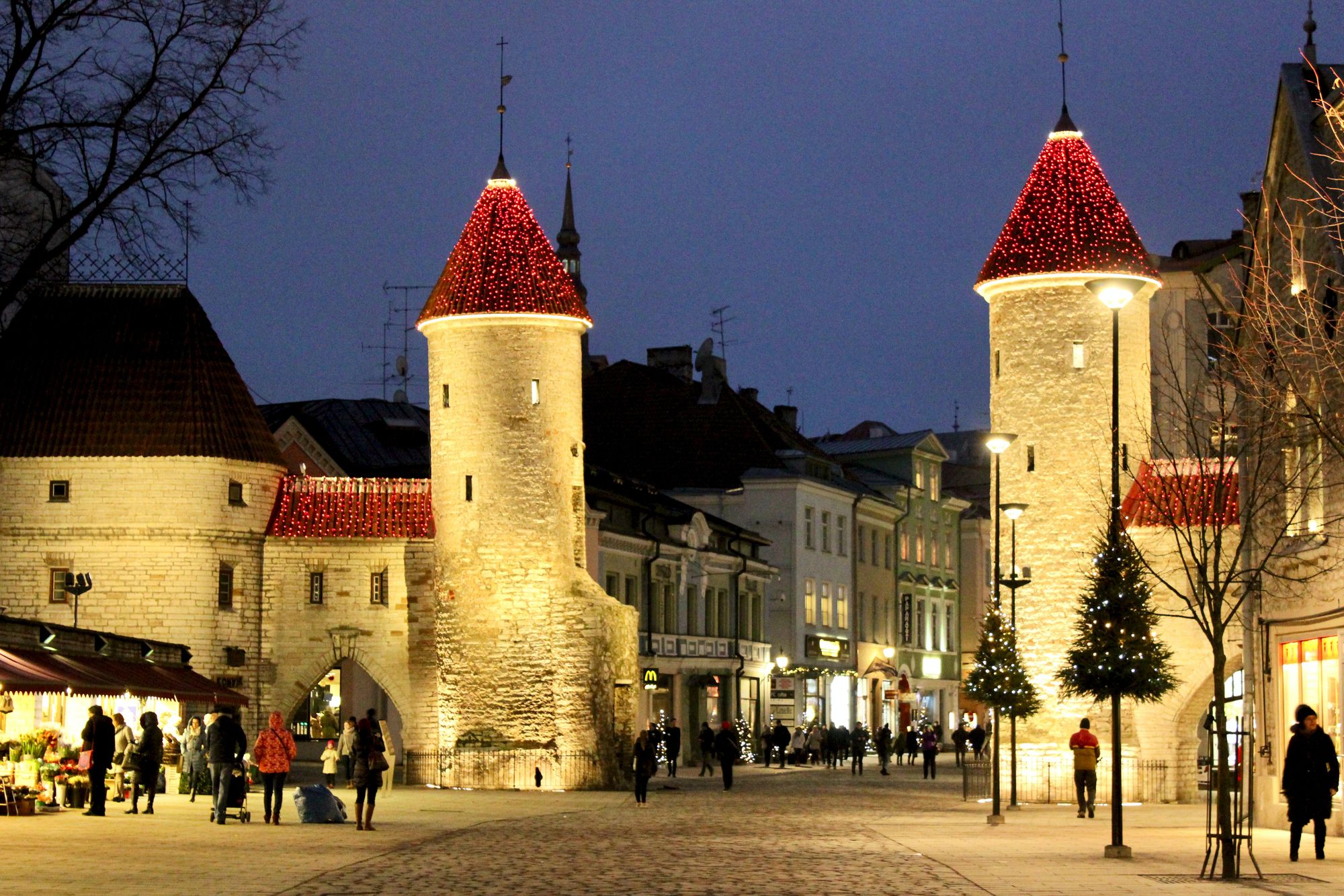 The city at night in Estonia